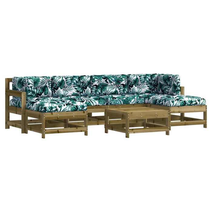 Set mobilier de grădină cu perne, 7 piese, lemn de pin tratat - WALTI WALTI