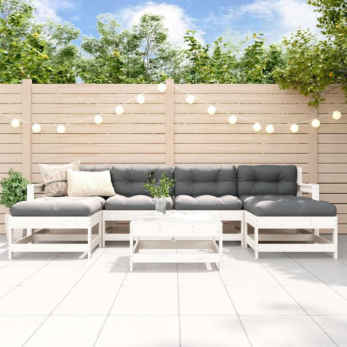 Set mobilier de grădină cu perne, 7 piese, alb, lemn masiv - WALTI WALTI