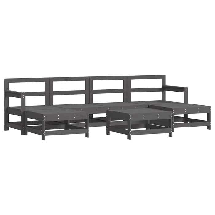 Set mobilier de grădină cu perne, 7 piese, gri, lemn masiv - WALTI WALTI