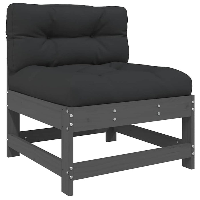 Set mobilier de grădină cu perne, 7 piese, gri, lemn masiv - WALTI WALTI
