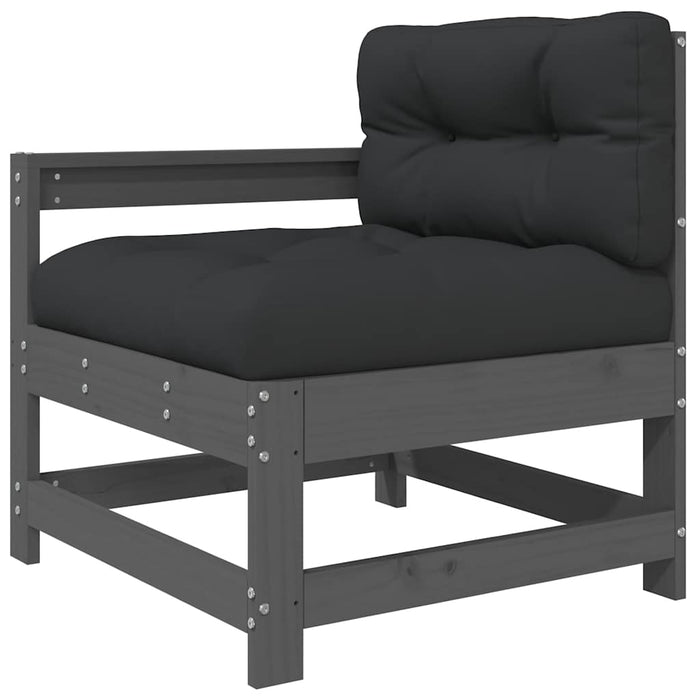 Set mobilier de grădină cu perne, 7 piese, gri, lemn masiv - WALTI WALTI