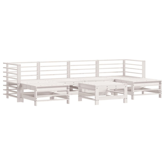 Set mobilier de grădină cu perne, 7 piese, alb, lemn masiv - WALTI WALTI