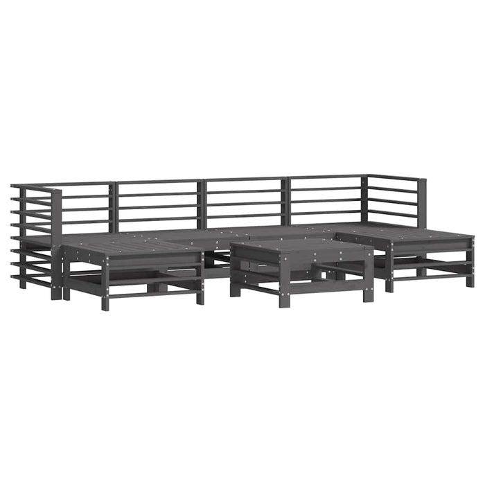 Set mobilier de grădină cu perne, 7 piese, gri, lemn masiv WALTI