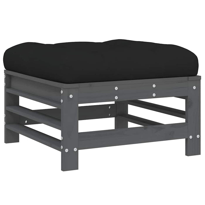 Set mobilier de grădină cu perne, 7 piese, gri, lemn masiv WALTI