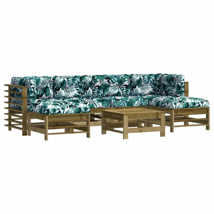 Set mobilier de grădină cu perne, 7 piese, lemn de pin tratat - WALTI WALTI