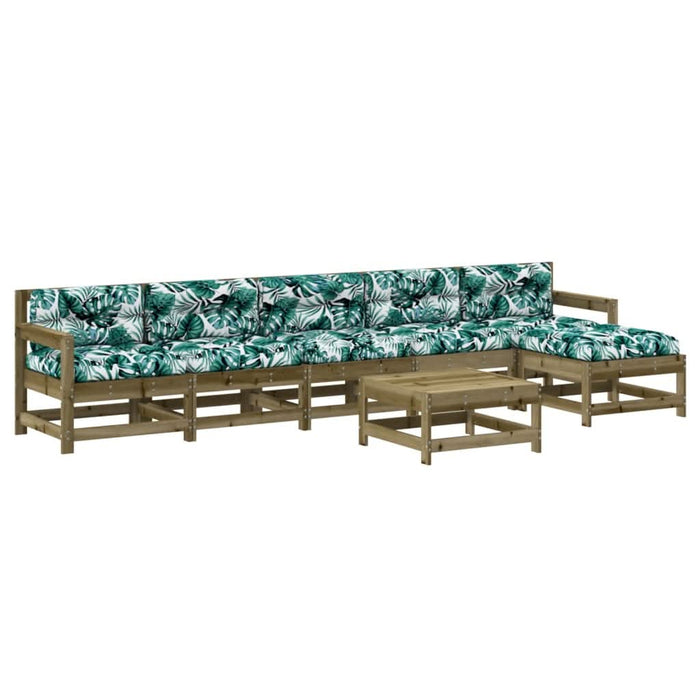 Set mobilier de grădină cu perne, 7 piese, lemn de pin tratat - WALTI WALTI