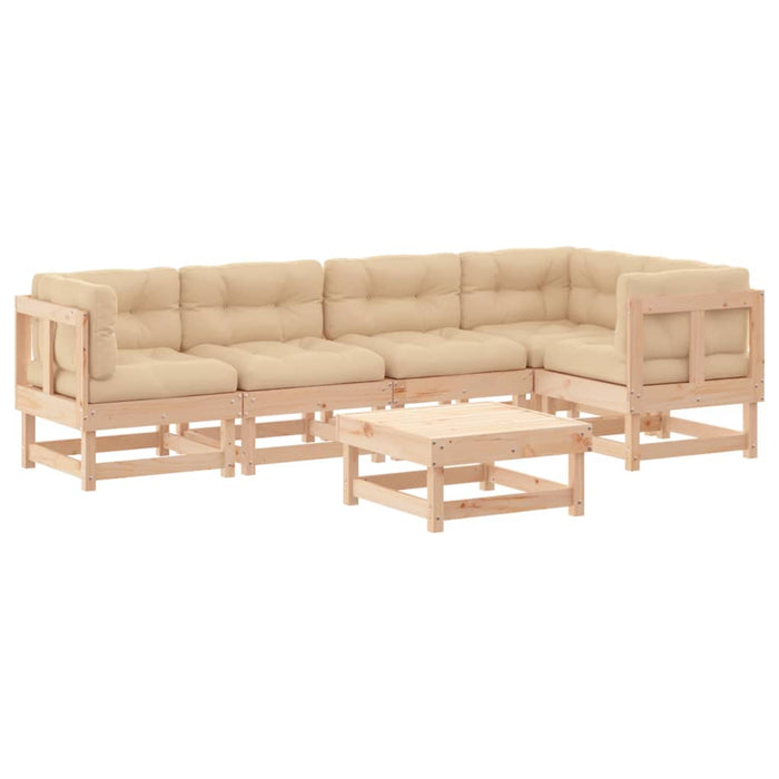 Set mobilier relaxare de grădină & perne 6 piese lemn masiv pin WALTI