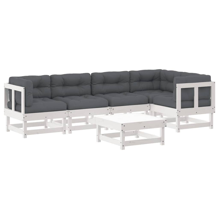 Set mobilier relaxare grădină&perne 6 piese alb lemn masiv pin - WALTI WALTI