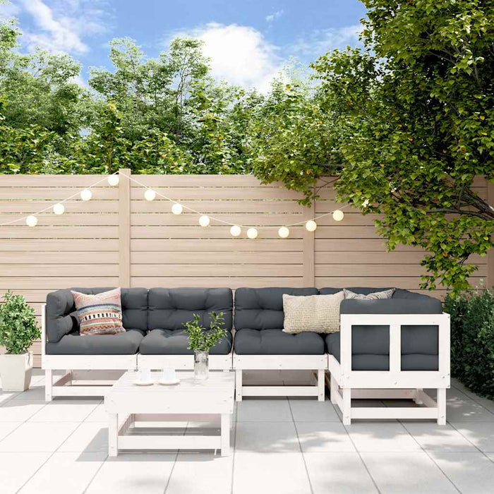 Set mobilier relaxare grădină&perne 6 piese alb lemn masiv pin - WALTI WALTI