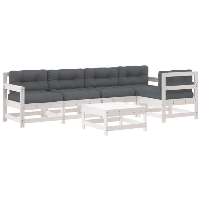 Set mobilier relaxare grădină&perne 6 piese alb lemn masiv pin - WALTI WALTI