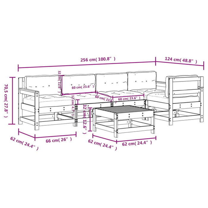 Set mobilier relaxare grădină&perne 6 piese alb lemn masiv pin - WALTI WALTI