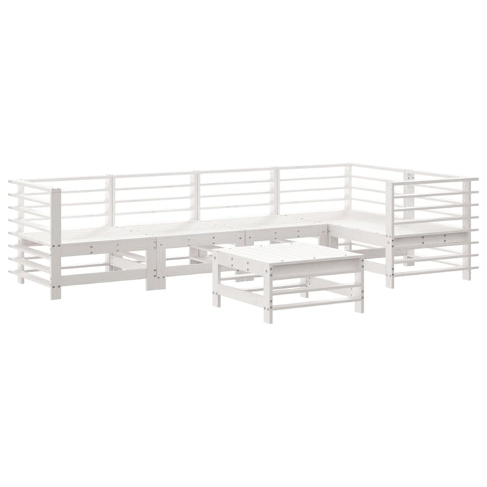 Set mobilier relaxare grădină&perne 6 piese alb lemn masiv pin - WALTI WALTI