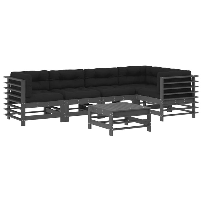 Set mobilier relaxare grădină&perne 6 piese gri lemn masiv pin - WALTI WALTI