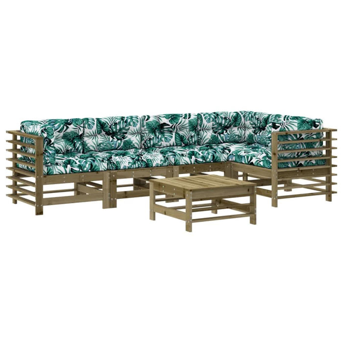 Set mobilier de grădină cu perne, 6 piese, lemn de pin tratat - WALTI WALTI