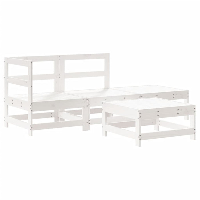 Set mobilier de grădină cu perne, 4 piese, alb, lemn masiv - WALTI WALTI