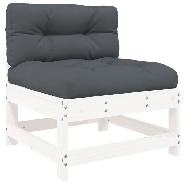 Set mobilier de grădină cu perne, 4 piese, alb, lemn masiv - WALTI WALTI