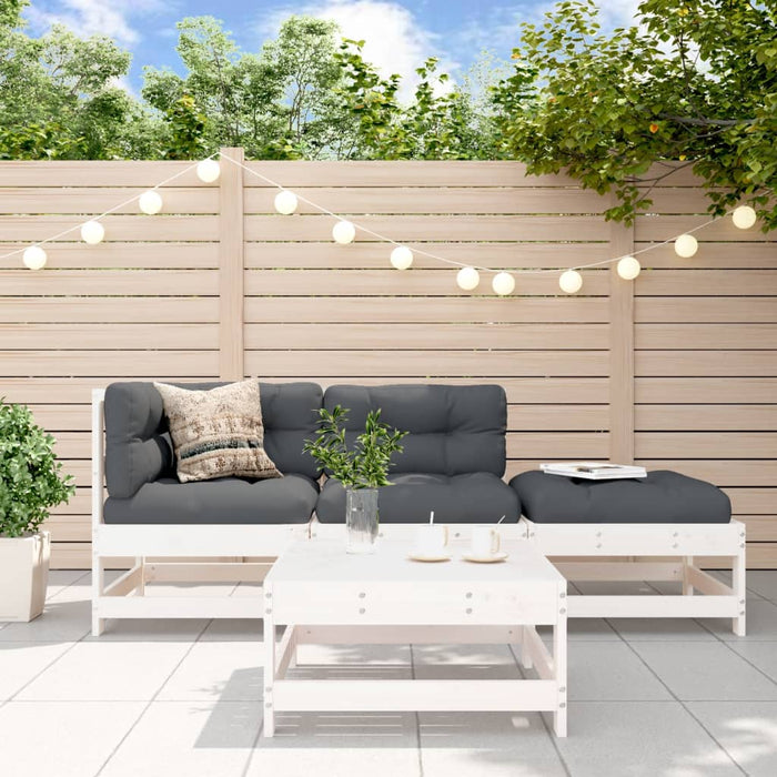 Set mobilier de grădină cu perne, 4 piese, alb, lemn masiv - WALTI WALTI