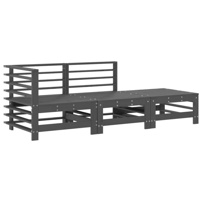 Set mobilier de grădină cu perne, 3 piese, gri, lemn masiv - WALTI WALTI