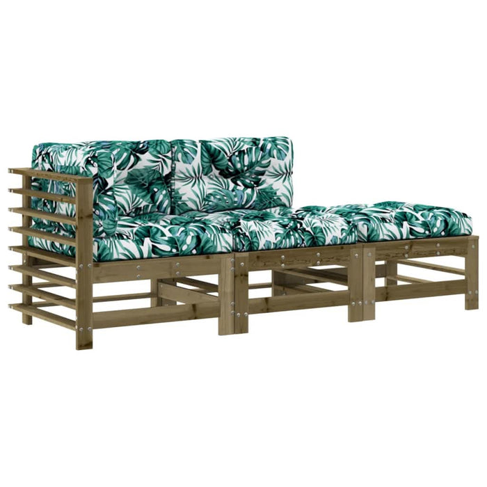 Set mobilier de grădină cu perne, 3 piese, lemn de pin tratat - WALTI WALTI