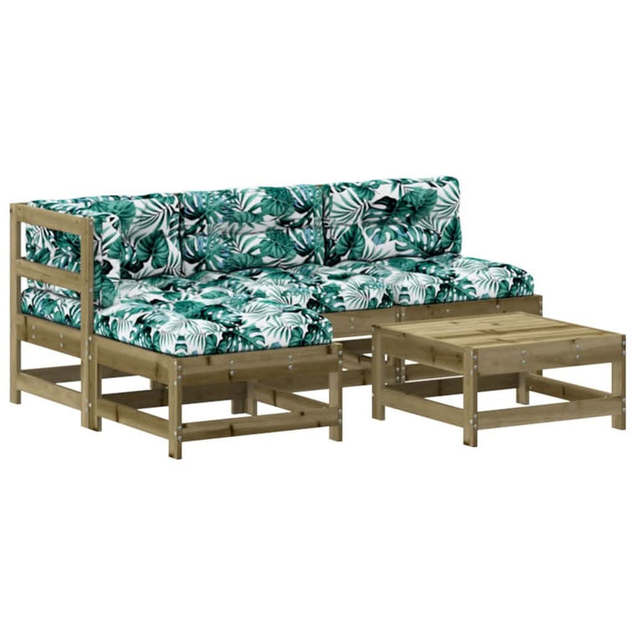 Set mobilier de grădină cu perne, 5 piese, lemn de pin tratat - WALTI WALTI