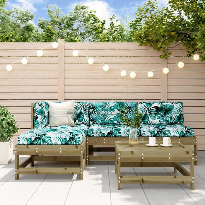 Set mobilier de grădină cu perne, 5 piese, lemn de pin tratat - WALTI WALTI