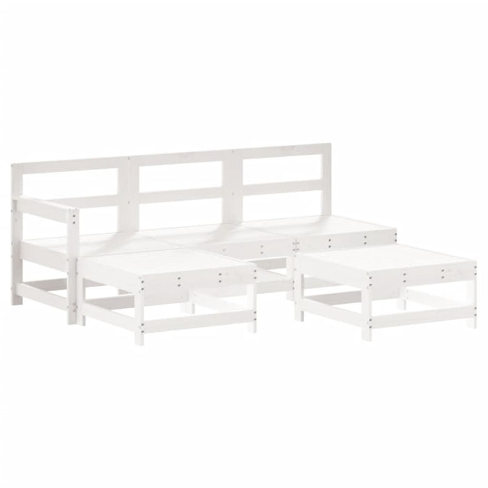 Set mobilier de grădină cu perne, 5 piese, alb, lemn masiv - WALTI WALTI