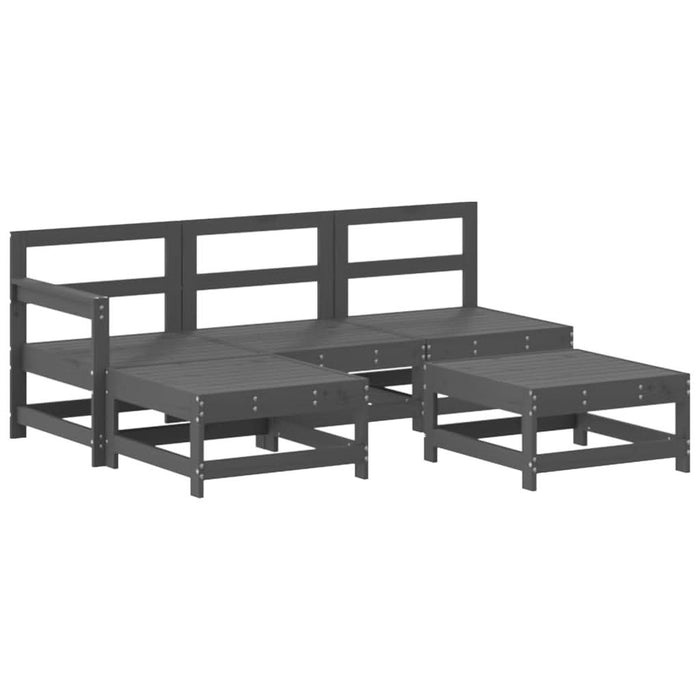 Set mobilier grădină cu perne, 5 piese, gri, lemn masiv - WALTI WALTI