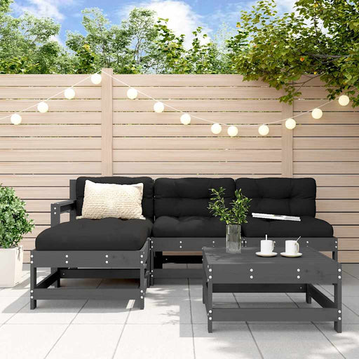 Set mobilier grădină cu perne, 5 piese, gri, lemn masiv - WALTI WALTI