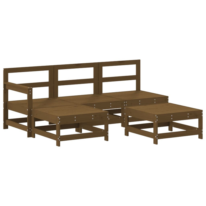 Set mobilier grădină cu perne, 5 piese, maro miere, lemn masiv WALTI
