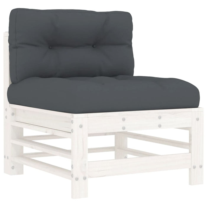 Set mobilier de grădină cu perne, 5 piese, alb, lemn masiv - WALTI WALTI