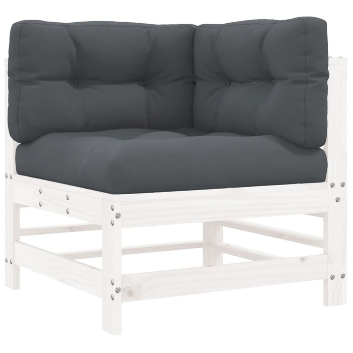 Set mobilier de grădină cu perne, 5 piese, alb, lemn masiv - WALTI WALTI