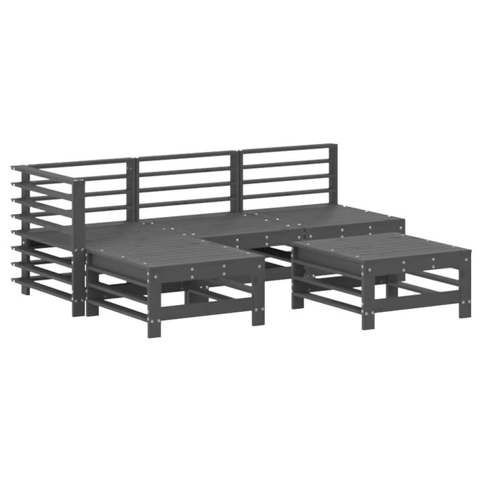 Set mobilier grădină cu perne, 5 piese, gri, lemn masiv - WALTI WALTI