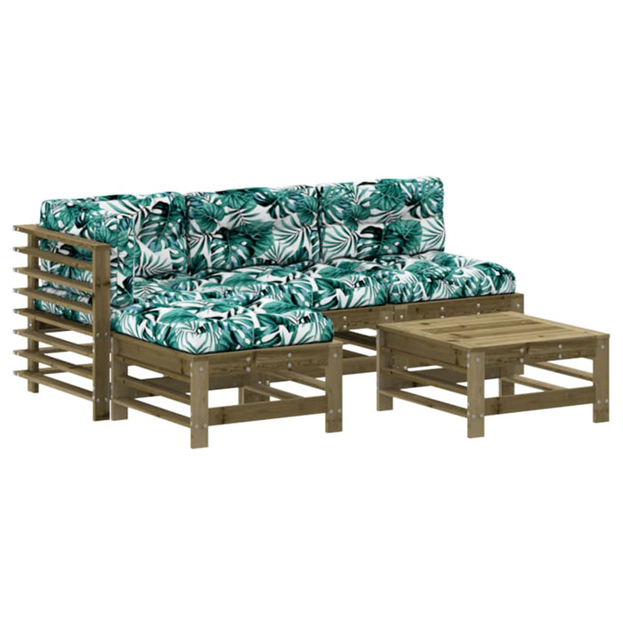 Set mobilier de grădină cu perne, 5 piese, lemn de pin tratat WALTI