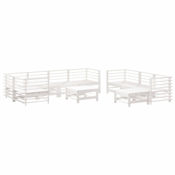 Set mobilier de grădină cu perne, 10 piese, alb, lemn masiv - WALTI WALTI