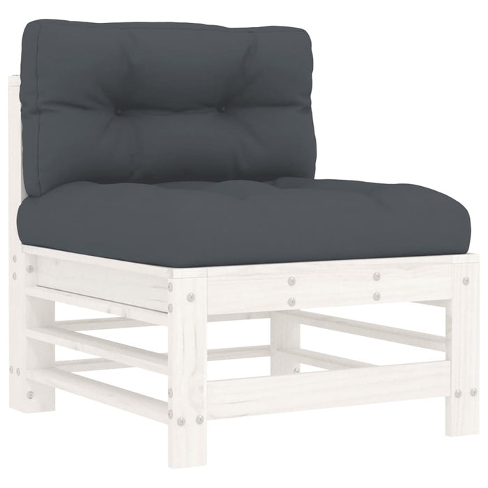 Set mobilier de grădină cu perne, 10 piese, alb, lemn masiv - WALTI WALTI