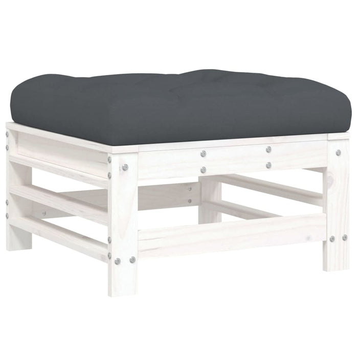 Set mobilier de grădină cu perne, 10 piese, alb, lemn masiv - WALTI WALTI