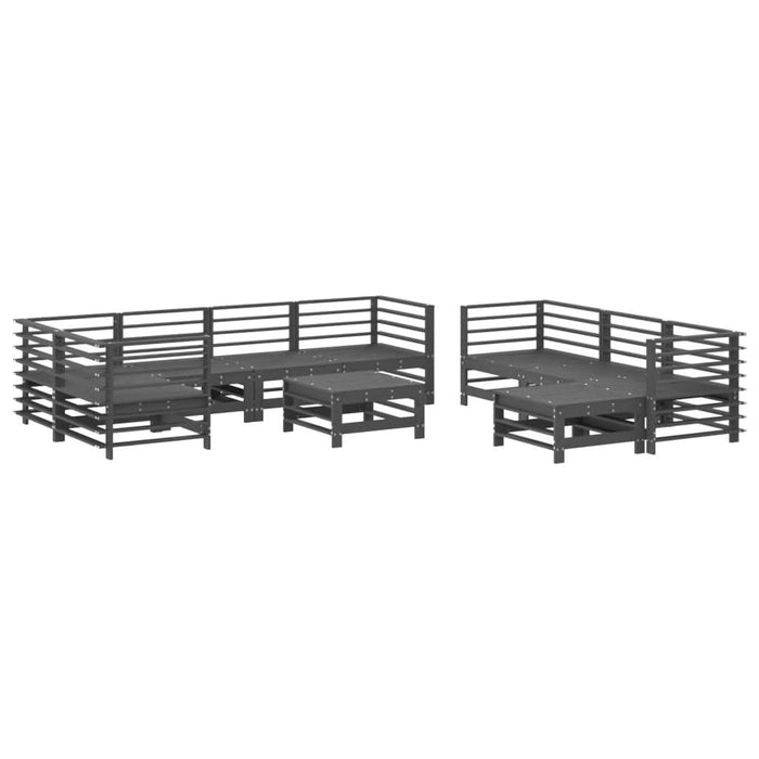 Set mobilier grădină cu perne, 10 piese, gri, lemn masiv - WALTI WALTI
