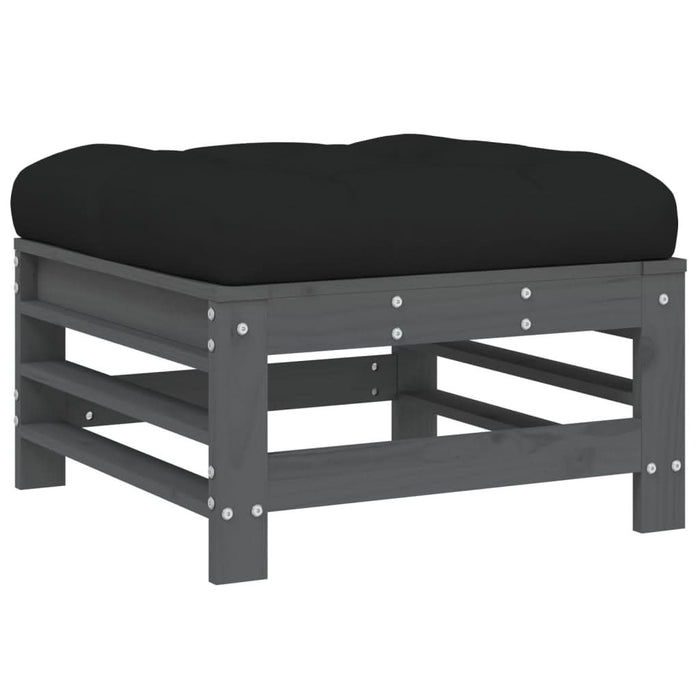 Set mobilier grădină cu perne, 10 piese, gri, lemn masiv - WALTI WALTI