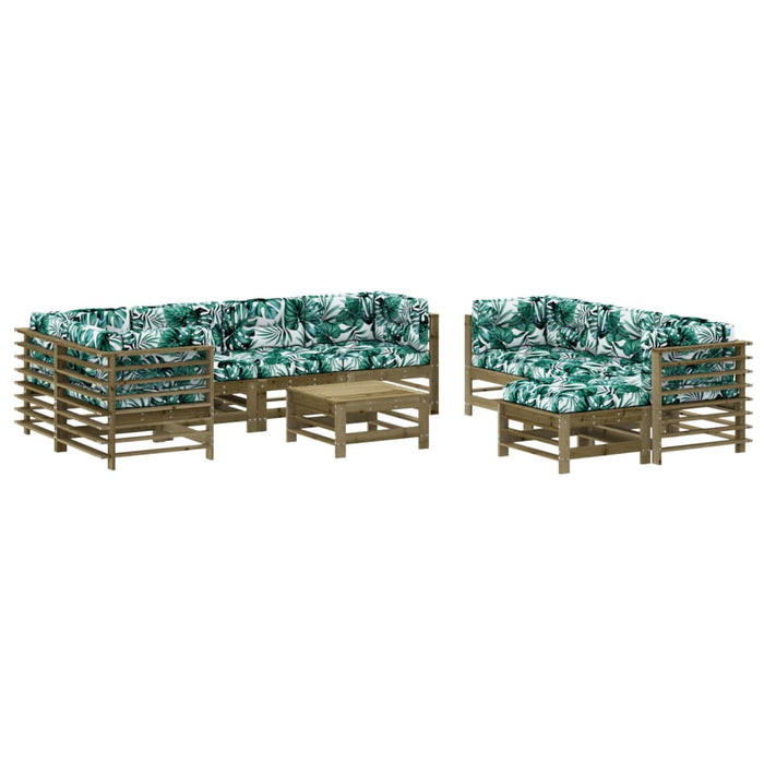 Set mobilier de grădină cu perne, 10 piese, lemn de pin tratat WALTI