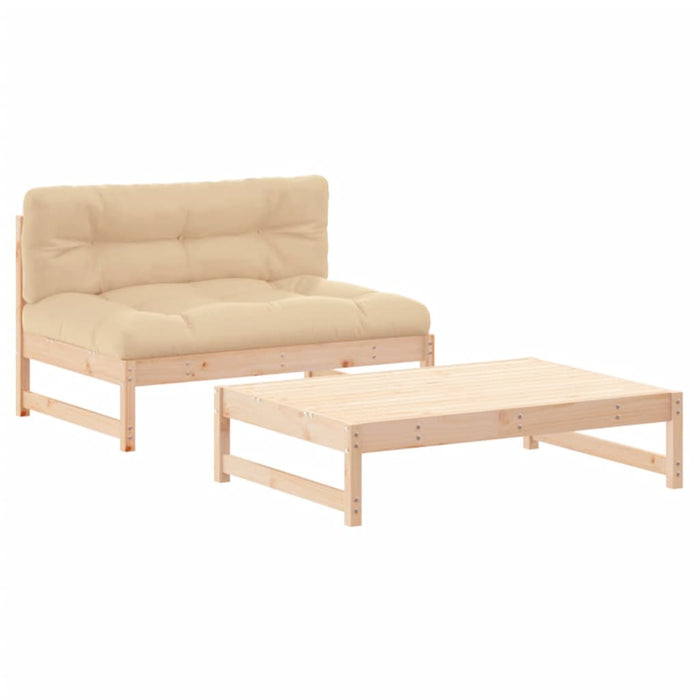 Set mobilier de grădină cu perne, 2 piese, lemn masiv - WALTI WALTI