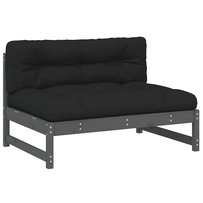 Set mobilier de grădină cu perne, 2 piese, gri, lemn masiv WALTI