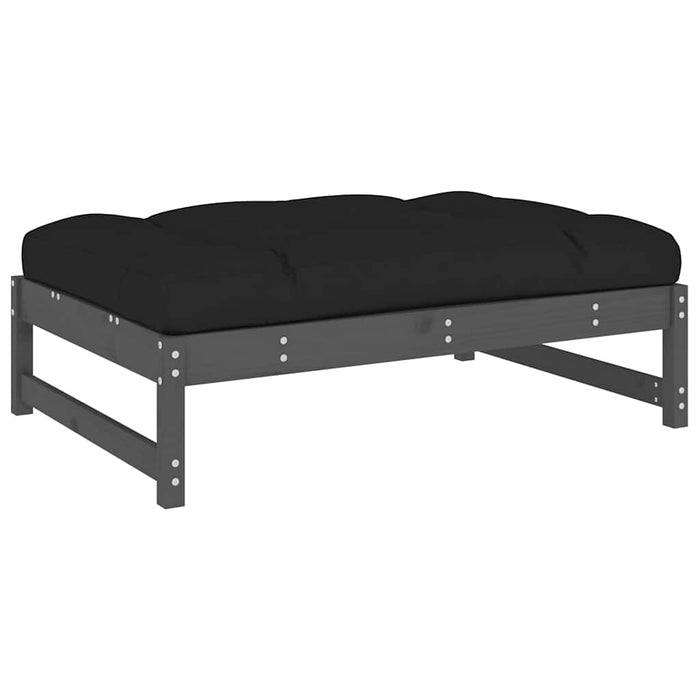 Set mobilier de grădină cu perne, 2 piese, gri, lemn masiv WALTI