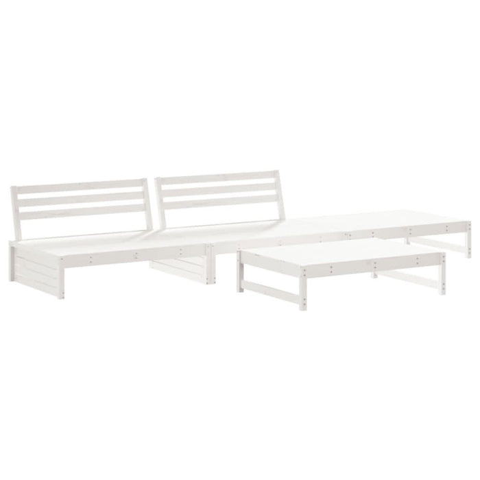 Set mobilier de grădină cu perne, 4 piese, alb, lemn masiv - WALTI WALTI