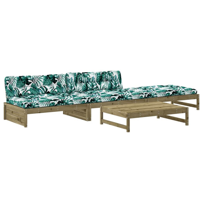 Set mobilier de grădină cu perne, 4 piese, lemn de pin tratat - WALTI WALTI