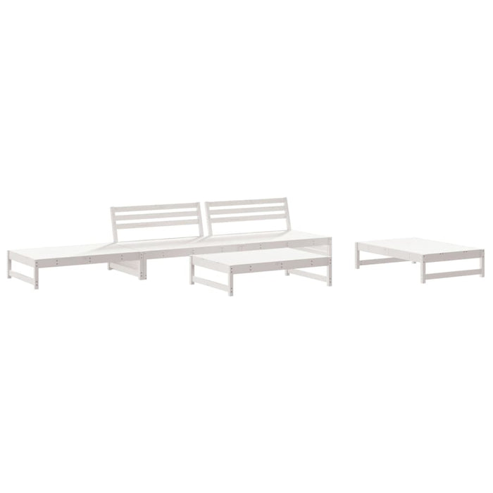 Set mobilier de grădină cu perne, 5 piese, alb, lemn masiv - WALTI WALTI