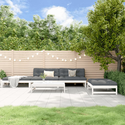 Set mobilier de grădină cu perne, 5 piese, alb, lemn masiv - WALTI WALTI
