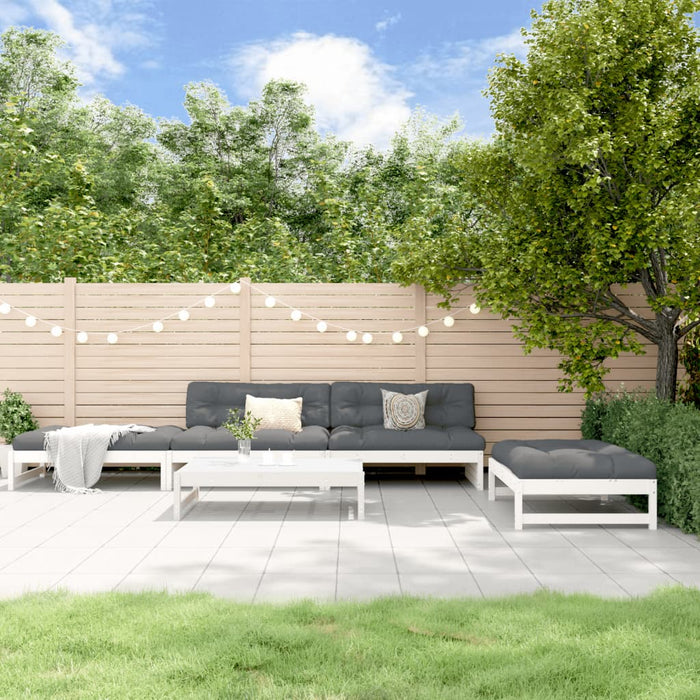 Set mobilier de grădină cu perne, 5 piese, alb, lemn masiv - WALTI WALTI