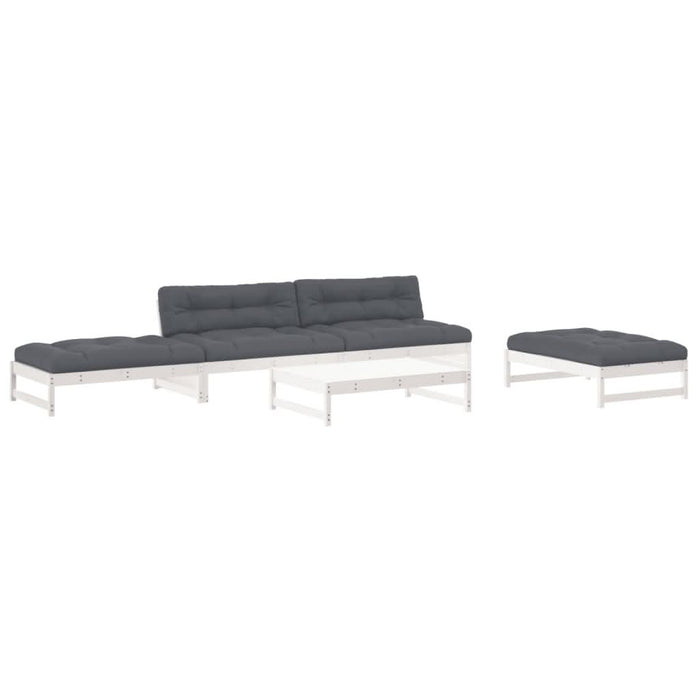 Set mobilier relaxare grădină&perne 6 piese alb lemn masiv pin - WALTI WALTI