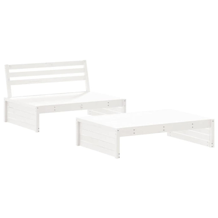 Set mobilier de grădină cu perne, 2 piese, alb, lemn masiv WALTI