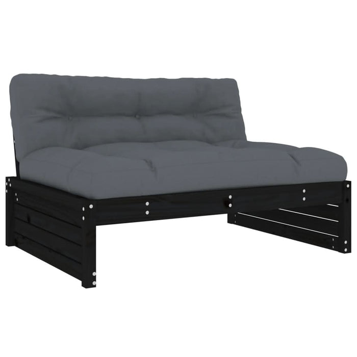 Set mobilier de grădină cu perne, 2 piese, negru, lemn masiv - WALTI WALTI